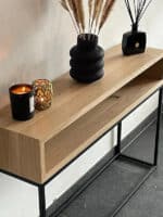 Eikenhouten sidetable Panne staal