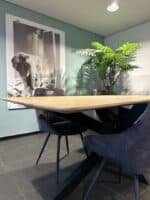 Mangohouten tafel met verjongde rand en matrixpoot Bierk