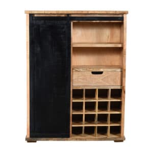 Mangohouten wijnkast met schuifdeur Mona