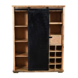 Mangohouten wijnkast met schuifdeur Mona