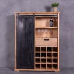 Mangohouten wijnkast met schuifdeur Mona