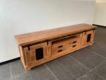 Mangohouten tv-meubel met lades en schuifdeuren