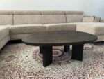 Kiezelvormige eikenhouten salontafel Cecile black smoke intense