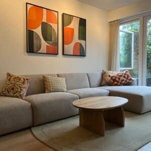 Kiezelvormige eikenhouten salontafel Paris