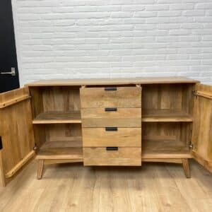 Mangohouten dressoir retro met deuren en lades Goof