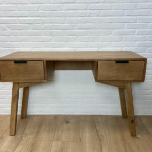 Mangohouten bureau/sidetable Steven met lades en retrolook