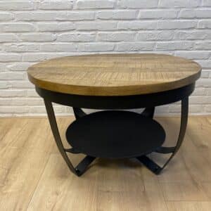 Mangohouten salontafel Robin met stalen legger