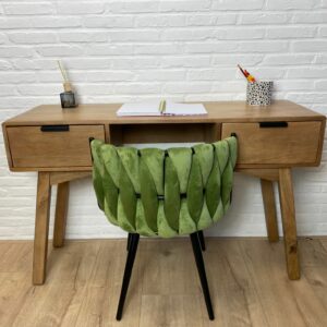 Mangohouten bureau/sidetable Steven met lades en retrolook