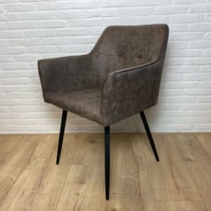 Stoel Bergen met armleuning grijs microvezel