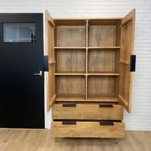Mangohouten kast Budel met deuren en lades
