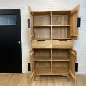 Mangohouten kast Willy retro met deuren en lades