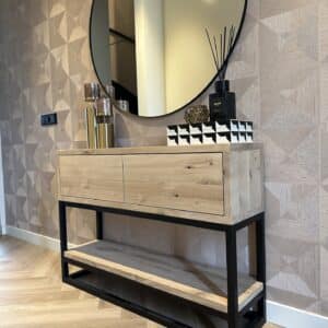 Eikenhouten sidetable Lois met onderplank en kleppen