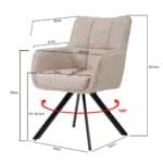 Eetkamer stoel Tori in de kleur salmon met stoffen bekleding