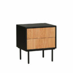 Nachtkastje Yoka van eikenhout in zwart en blank eiken